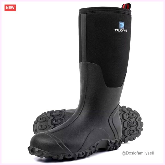 Men's Waterproof Insulated Rubber Work Boots Steel Shank Anti-Slip Size 5-14